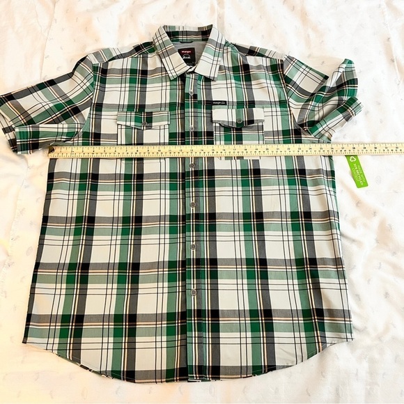 NWT Wrangler Short Sleeve Plaid Outdoor Utility Shirt-Green Black-XL - Picture 15 of 16
